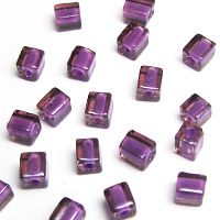 Miyuki Square 4mm Purple Lined Translucent