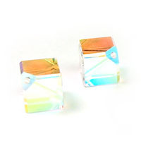 Swarovski Diagonal Cube 4mm Crystal AB