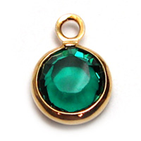 Swarovski Round Channel Drop Gold 6mm Emerald