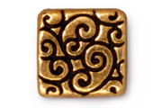 TierraCast Antique Gold Square Scroll Bead