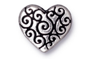 TerraCast Antique Silver Heart Scroll Bead