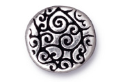TerraCast Antique Silver Round Scroll Bead